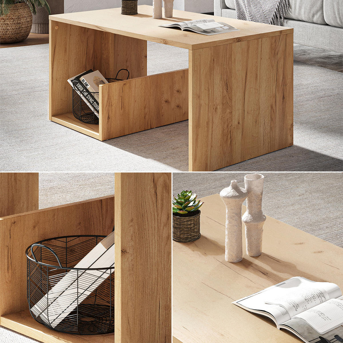 COUCHTISCH Lonar Goldkraft Eiche 80 x 46.6 cm - Honigeiche, Holzwerkstoff (46.6/80/40cm) - Vicco