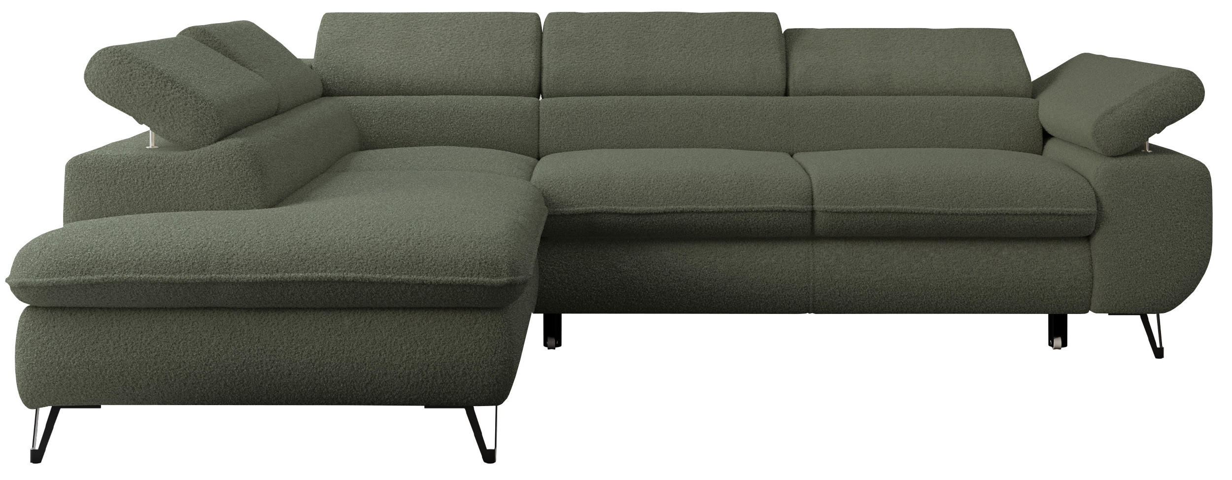 ECKSOFA PETER L Grün Boucle - Links Seite - Schwarz/Grün, Textil/Metall (208/273cm) - MKS