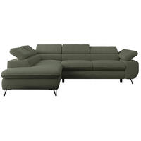 ECKSOFA PETER L Grün Boucle - Links Seite - Schwarz/Grün, Textil/Metall (208/273cm) - MKS