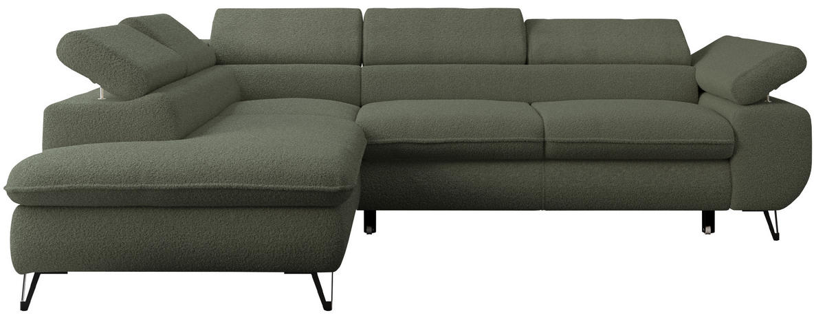 ECKSOFA PETER L Grün Boucle - Links Seite - Schwarz/Grün, Textil/Metall (208/273cm) - MKS