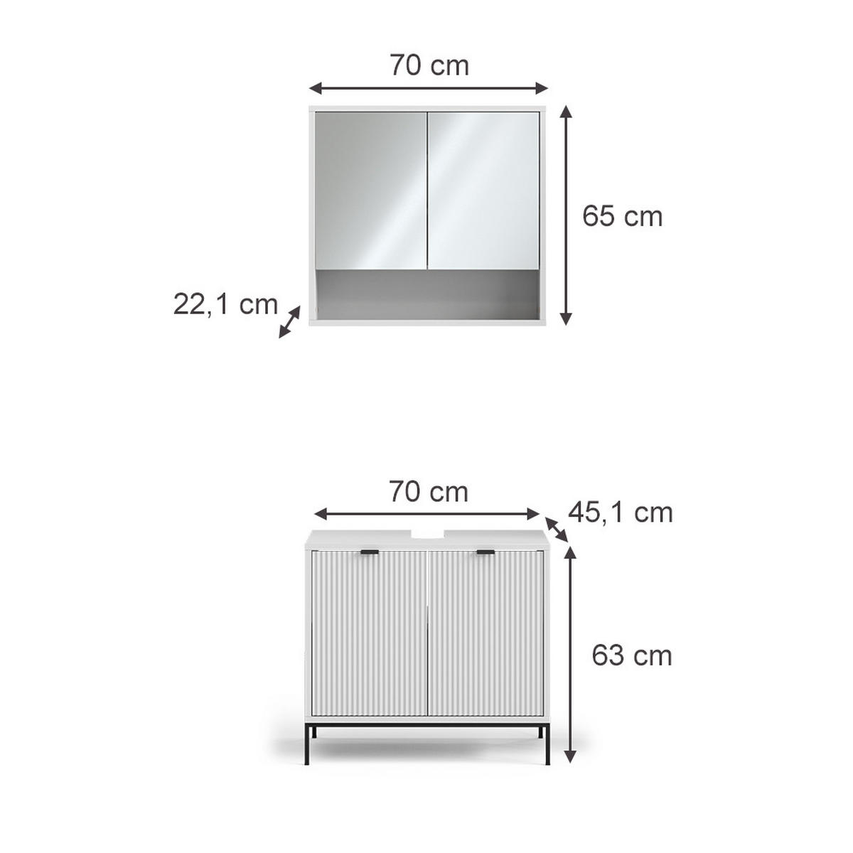 BADMÖBEL-SET Eliza Weiß 2 Teile - Weiß, Holzwerkstoff (70/63/45cm) - Vicco