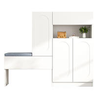 SCHUHSCHRANK 130/110/35 cm Weiß aus Spanplatte mit Sitzbank - Weiß, Holzwerkstoff (130/110/35cm) - OKMYHOME