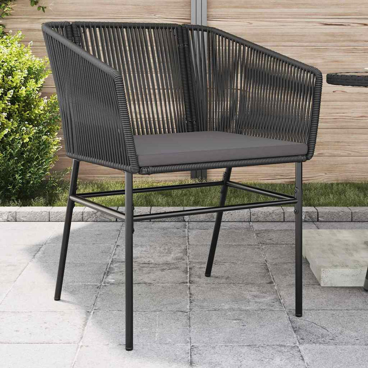 GARTENSTÜHLE 2er Set Mit Kissen Schwarz Poly Rattan - Schwarz, Kunststoff (63/83/63cm) - vidaXL