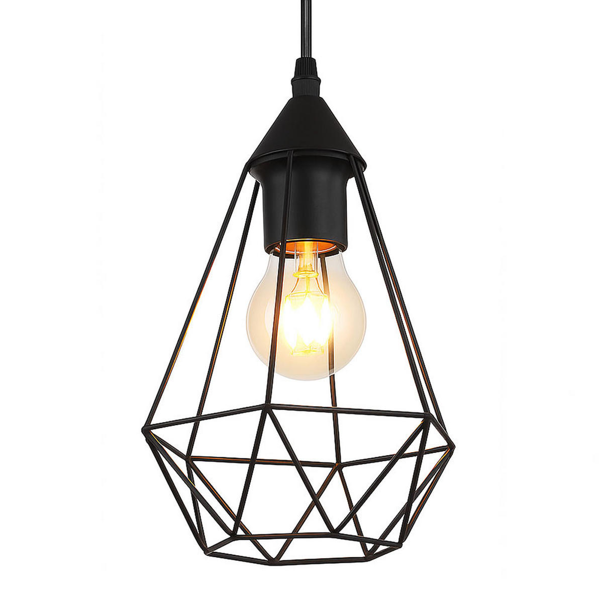 LED HÄNGELEUCHTE Metallgeflecht Schwarz - Schwarz, Metall (17/17/120cm) - Globo Lighting