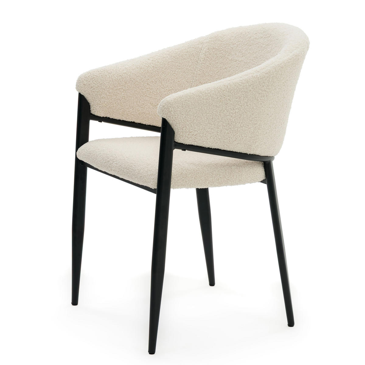 STUHL BUENO gespolsterter - hellbeige - Glamour Boucle Teddy - Creme/Schwarz, Textil/Metall (57/81/59cm) - NEW HOME
