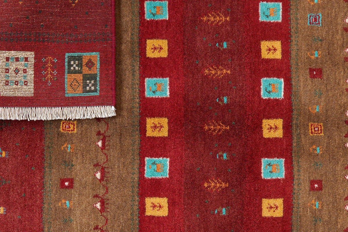 GABBEH-TEPPICH handgeknüpft Sonnat Bunt, Rot 200/151 cm Schurwolle - Rot/Multicolor, Textil (151/200cm) - Looma