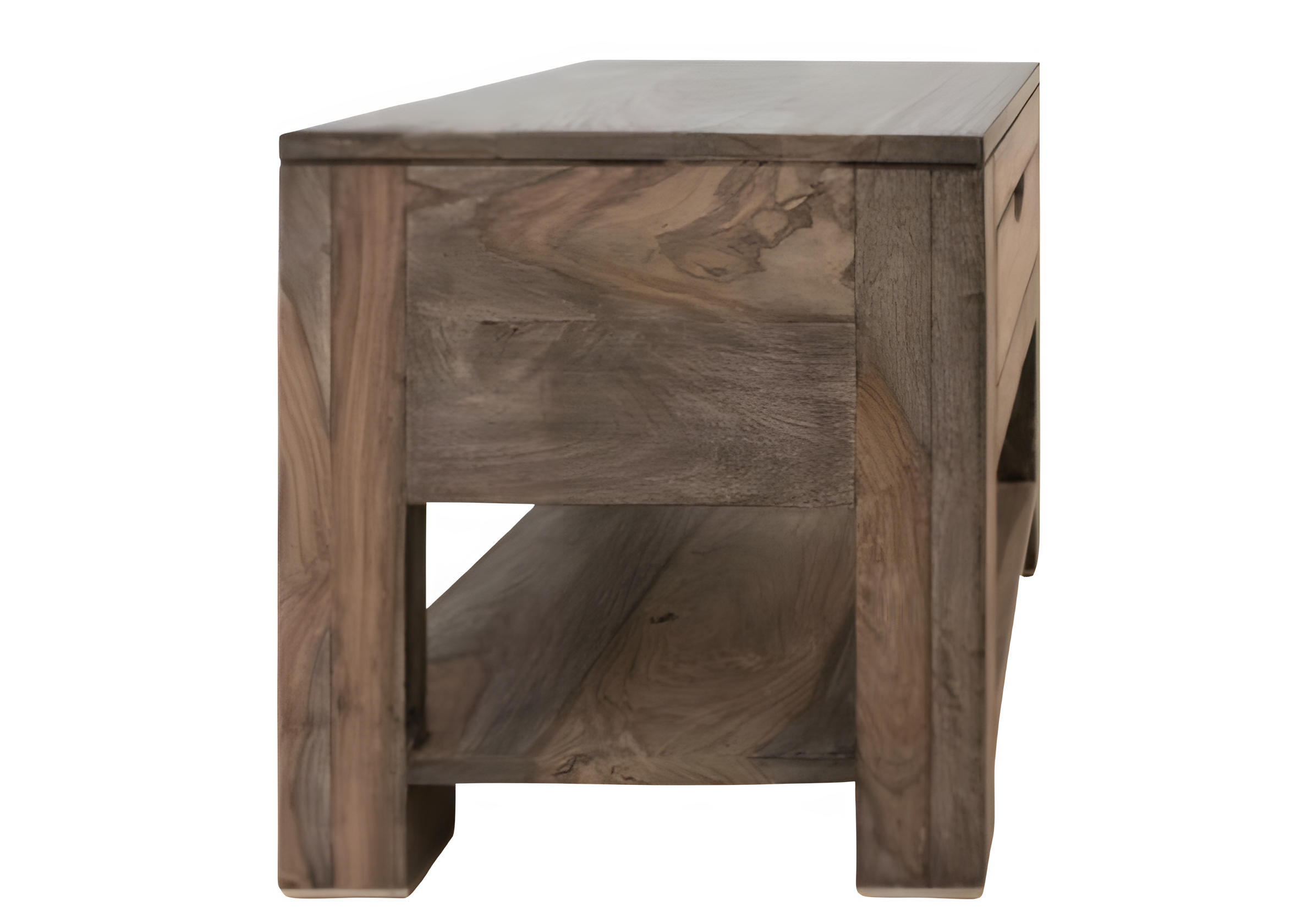 NACHTTISCH Sheesham 50x35x45 grau geölt NATURE GREY #91 - Grau, Holz (50/45/35cm) - Massivmoebel24