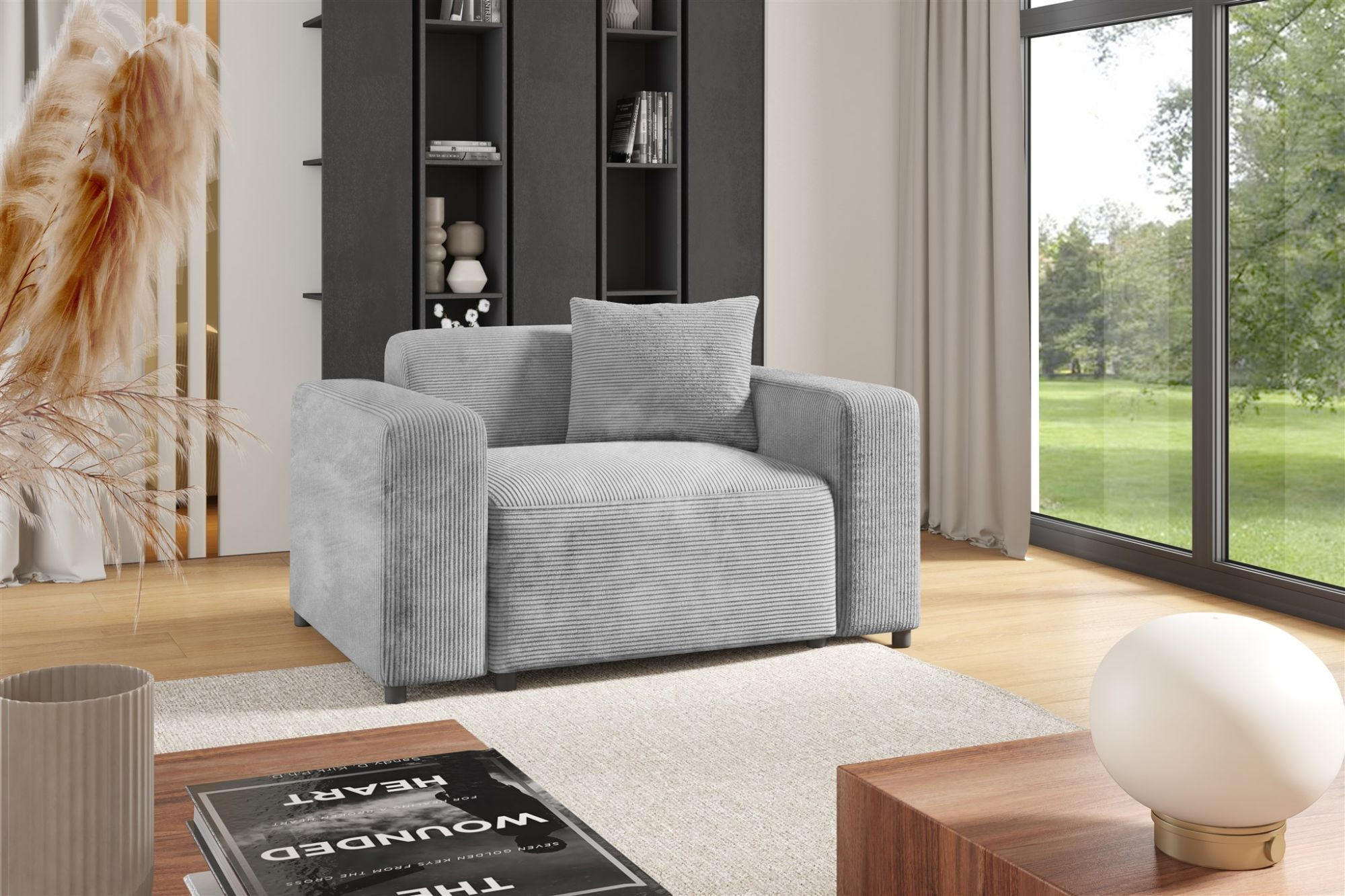 SESSEL Megan In Poso - Hellgrau, Holzwerkstoff/Textil (145/75/98cm) - Fun Möbel