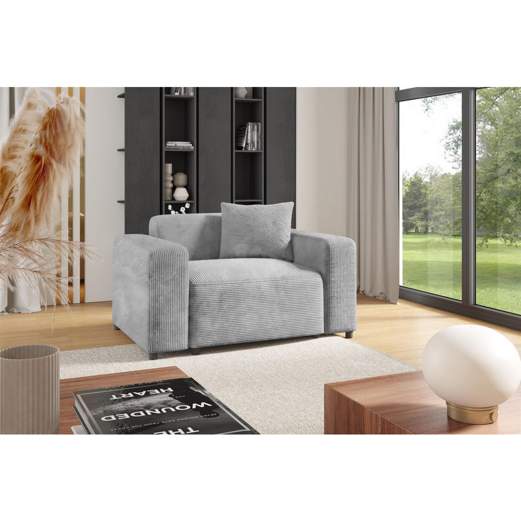 Thumbnail - Fun Möbel Sessel, Hellgrau, Textil, 145x75x98 cm, Wohnzimmer, Sessel, Polstersessel