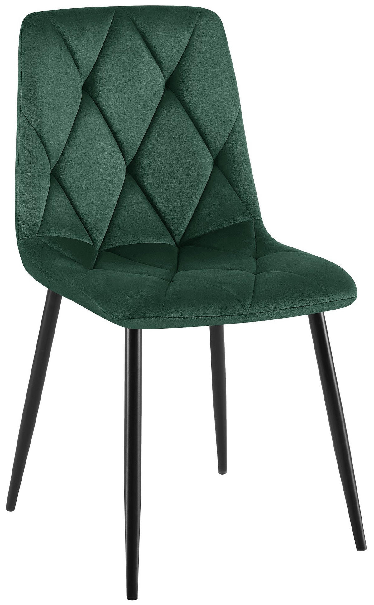 ESSZIMMERSTUHL Samt Dunkelgrün - Dunkelgrün/Schwarz, Textil/Metall (45/85/55cm) - CLP