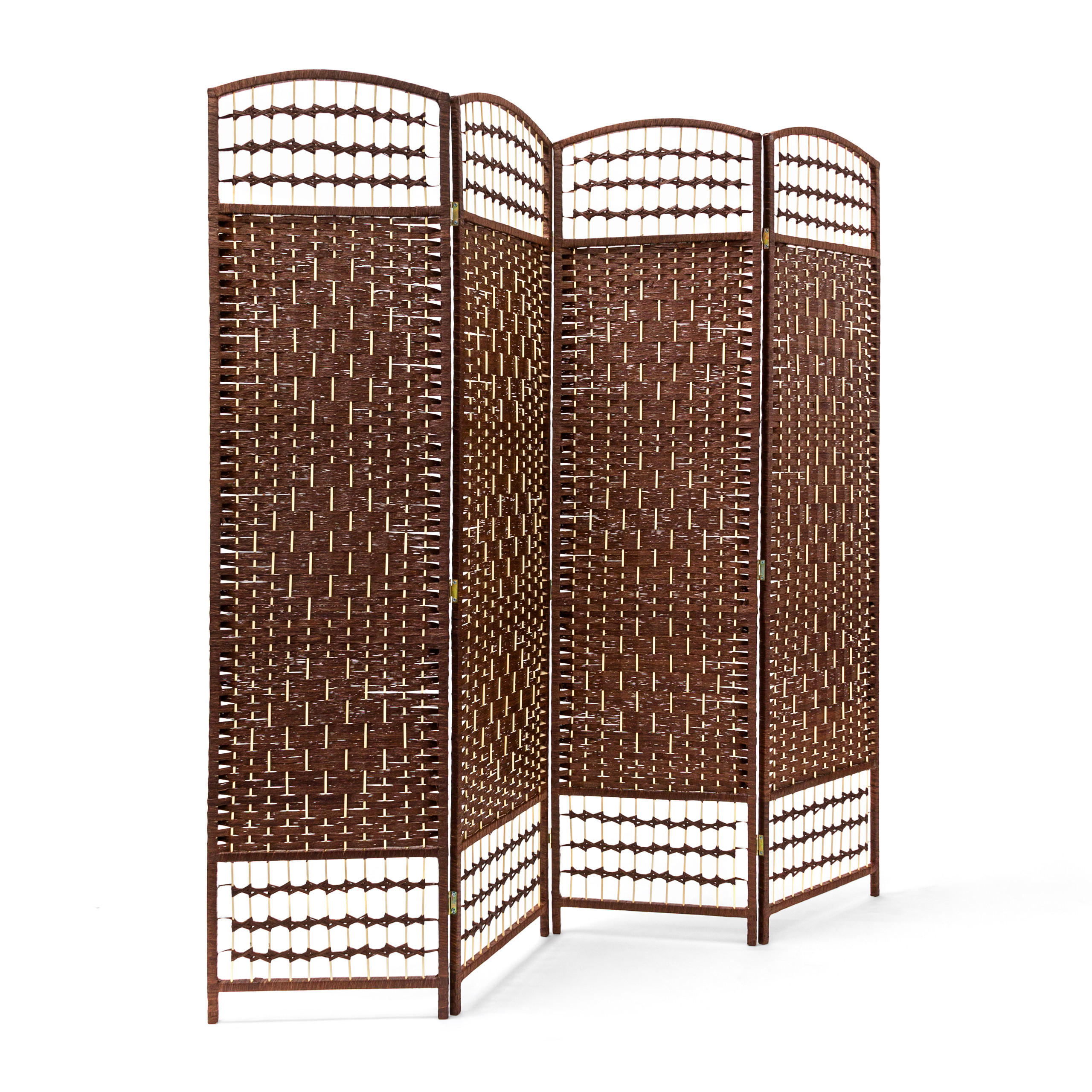 PARAVENT 4teilig - Braun, Holz/Papier (180/179/2cm) - Relaxdays