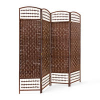 PARAVENT 4teilig - Braun, Holz/Papier (180/179/2cm) - Relaxdays