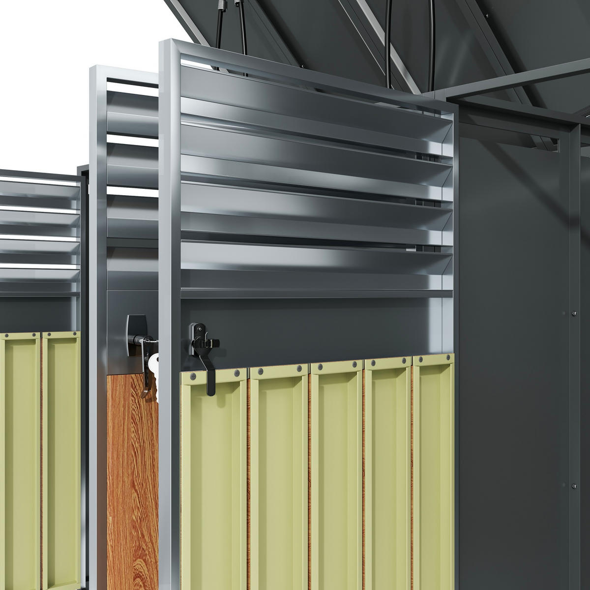 MÜLLTONNENBOX Pflanzdach 4er-Set Holzmaserung Grau - Grau, Metall (132/124/80cm) - ComfortXL