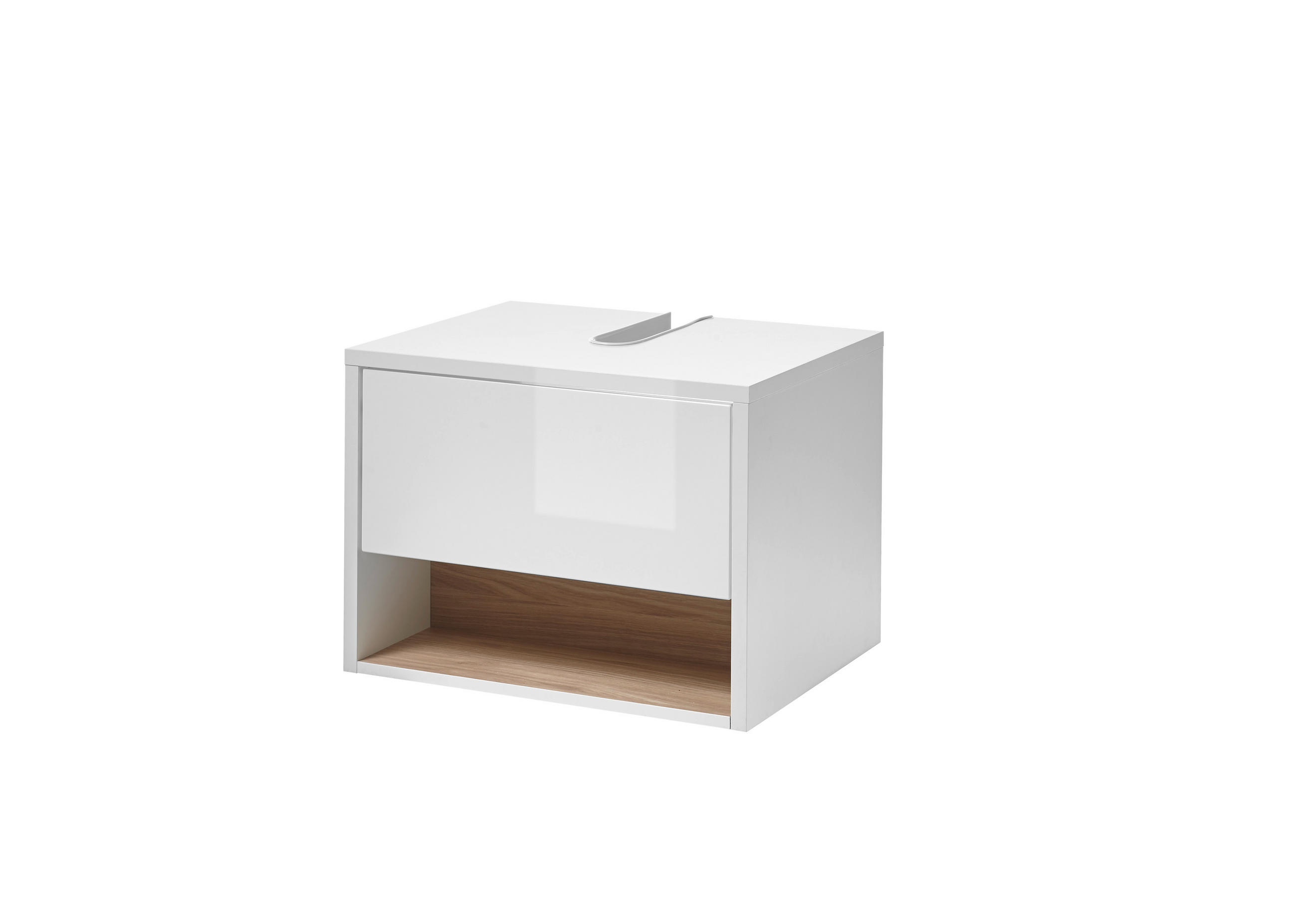 Livojo Waschbeckenunterschrank Weiß Hochglanz, Eiche 60x44x46 cm