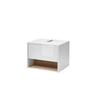 WASCHBECKENUNTERSCHRANK M20 Weiß Hochglanz & Eiche Dekor 60/44/46 cm schmal - Weiß Hochglanz/Eichefarben, Holzwerkstoff (60/44/46cm) - Livojo