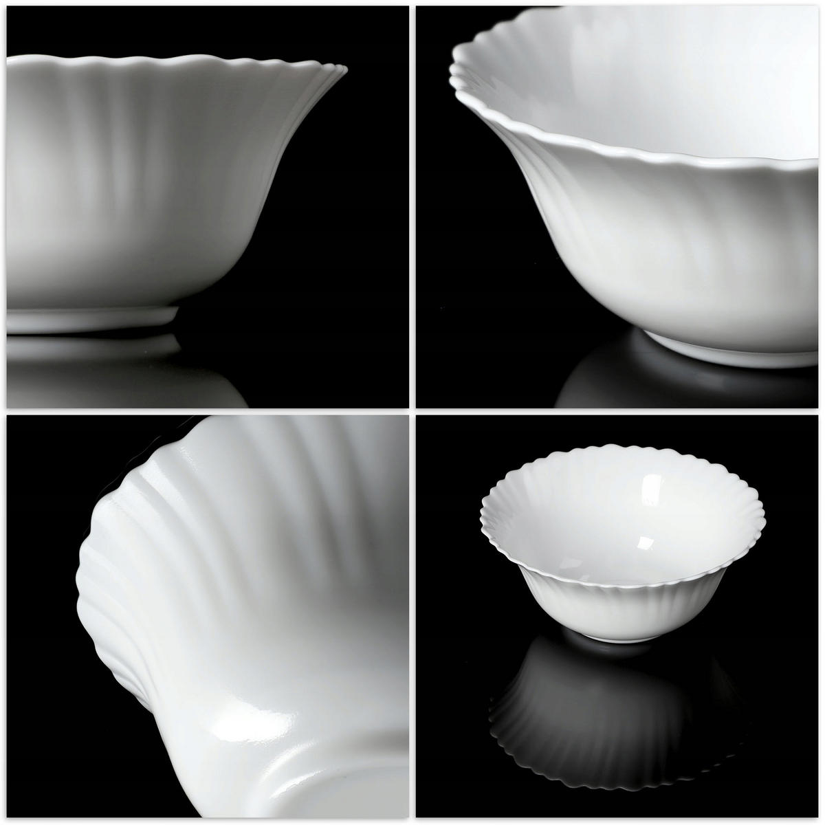 SALATSCHÜSSEL aus Glaws, 16 x 6 cm, weiß - Weiß, Glas (16cm) - KADAX