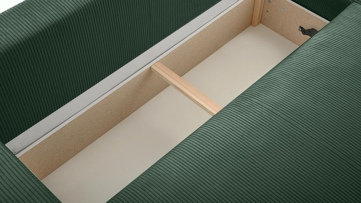 WOHNLANDSCHAFT Catea Grün 364/145/85 cm mit Schlaffunktion - Schwarz/Grün, Kunststoff/Textil (364/84/145cm) - AX Living