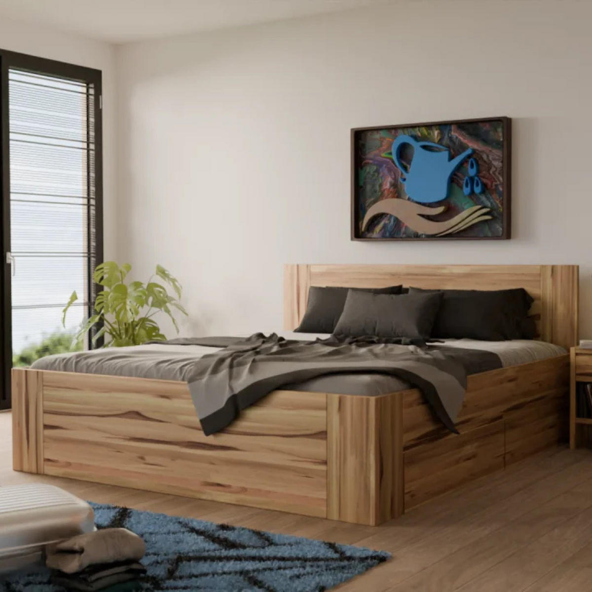MASSIVHOLZBETT 140/200 cm aus Kernbuche - Braun, Holz (140/200cm) - MeinMassivholz