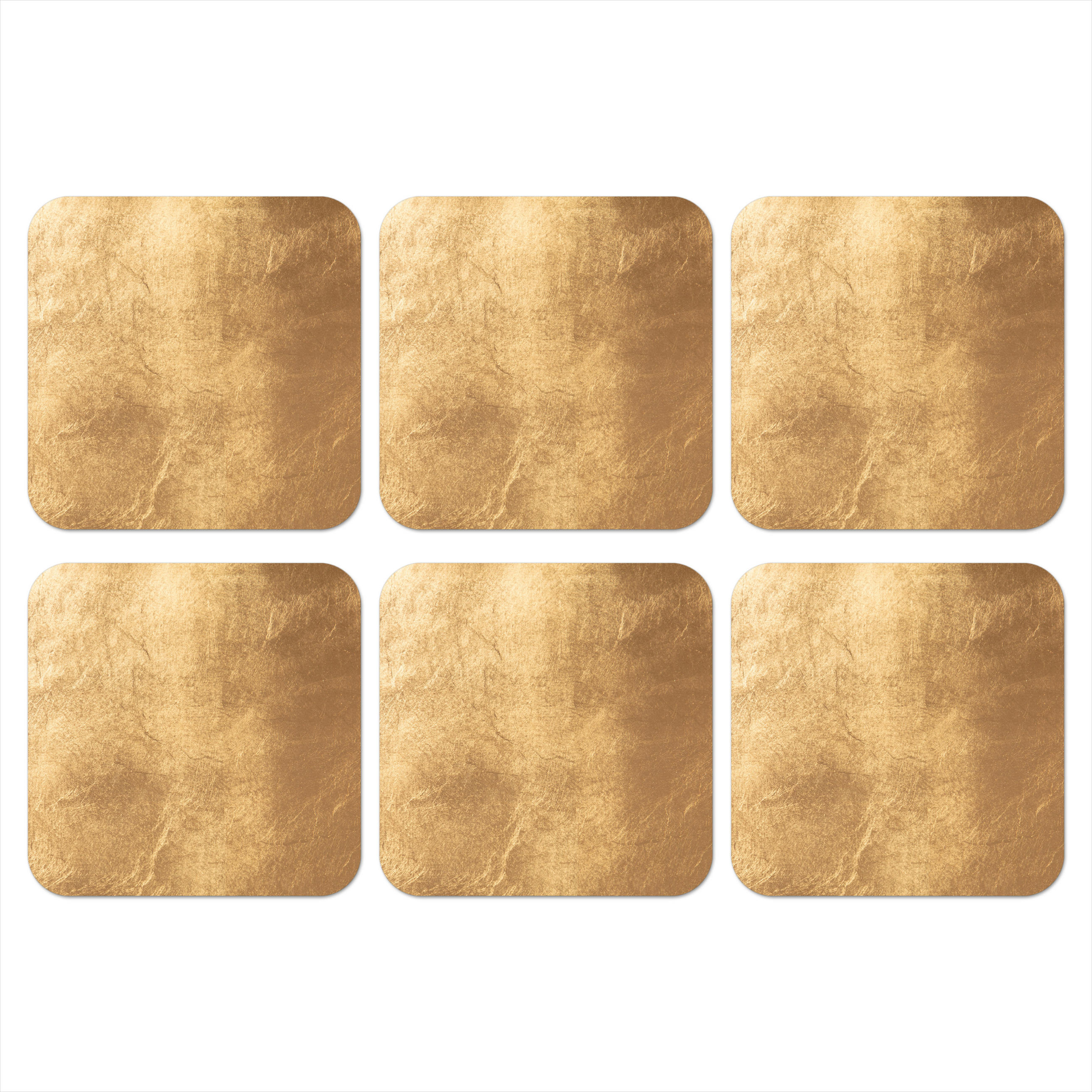 GLASUNTERSETZER 6er-Set Licht fällt auf eine goldene Wand 10x10 cm - Goldfarben, Naturmaterialien (10/0.2cm) - MuchoWow