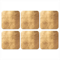 GLASUNTERSETZER 6er-Set Licht fällt auf eine goldene Wand 10x10 cm - Goldfarben, Naturmaterialien (10/0.2cm) - MuchoWow