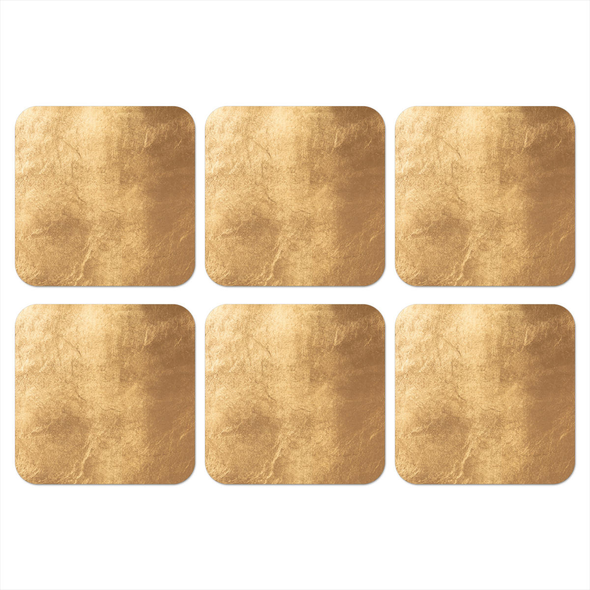 GLASUNTERSETZER 6er-Set Licht fällt auf eine goldene Wand 10x10 cm - Goldfarben, Naturmaterialien (10/0.2cm) - MuchoWow