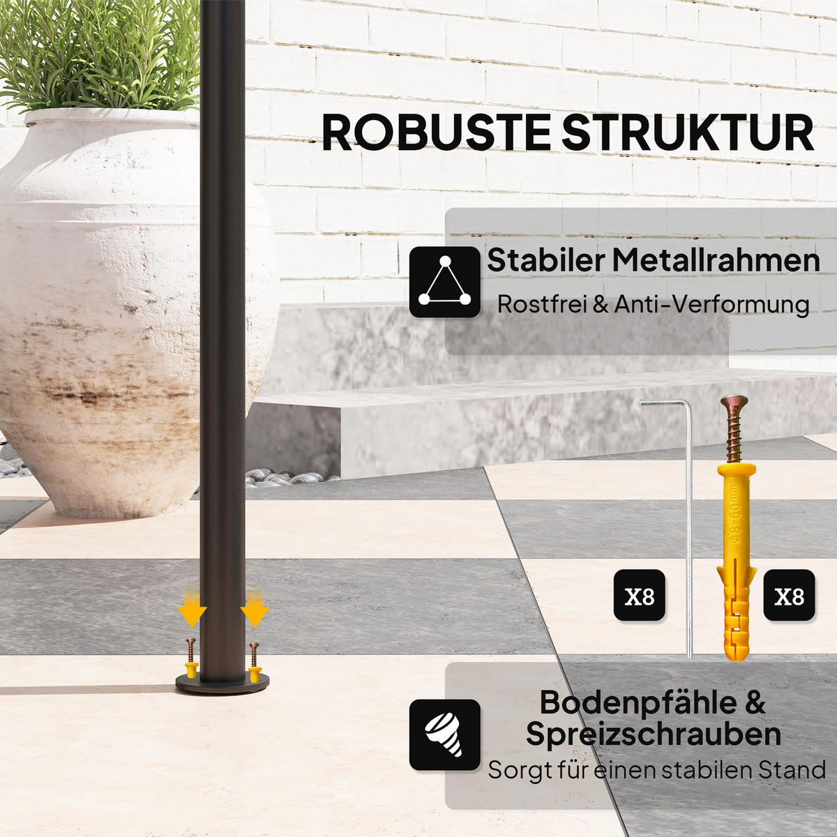 GRILLPAVILLON aus Metall und Polyester Dunkelgrau - Dunkelgrau, Metall (150/258/240cm) - Outsunny