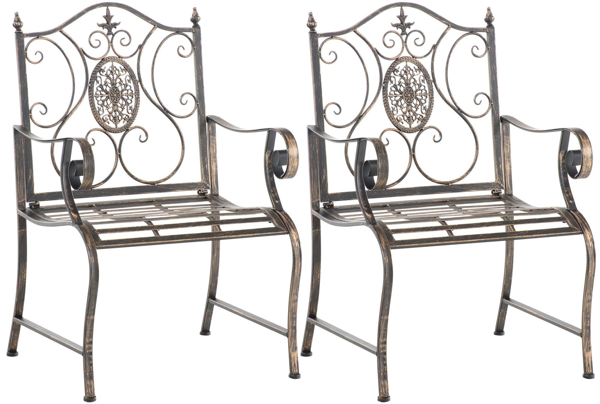 GARTENSTUHL 2 Metall Bronze - Bronzefarben, Metall (62/94/53cm) - CLP