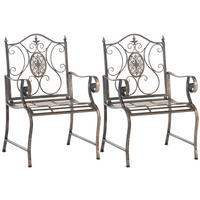 GARTENSTUHL 2er Set Metall Bronze - Bronzefarben, Metall (62/94/53cm) - CLP