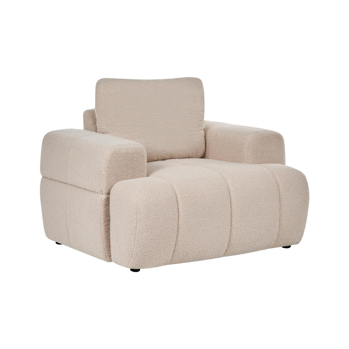 SESSEL Bouclé Beige Narilla - Beige, Kunststoff/Textil (111/81/92cm) - Beliani