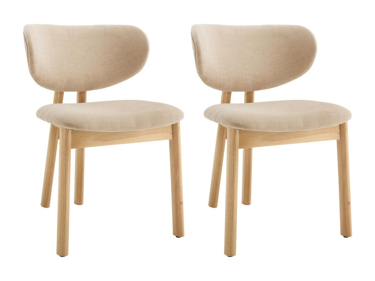 2ER-SET Stühle - Stoff & Gummiholz - Beige - FALDRA - Beige, Textil (61.5/76/50cm) - Vente-Unique