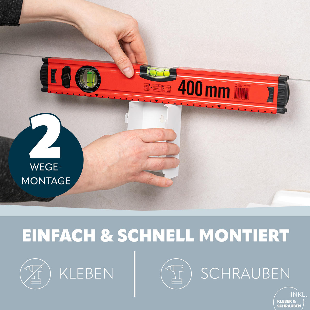 WC-GARNITUR inkl. Wandhalterung - Weiß, Metall (10/39/14.5cm) - bremermann