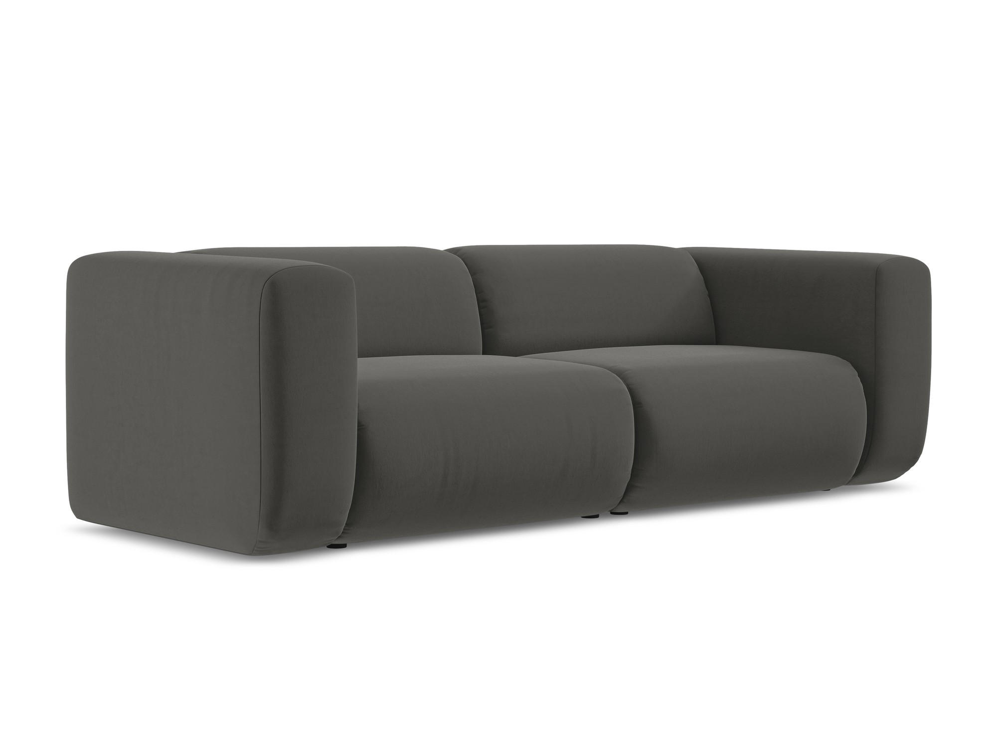 3-SITZER SOFA Samt Stoff Grau - Dunkelgrau/Schwarz, Kunststoff/Textil (228/70/89cm) - Makamii