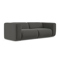 3-SITZER SOFA Samt Stoff Grau - Dunkelgrau/Schwarz, Kunststoff/Textil (228/70/89cm) - Makamii