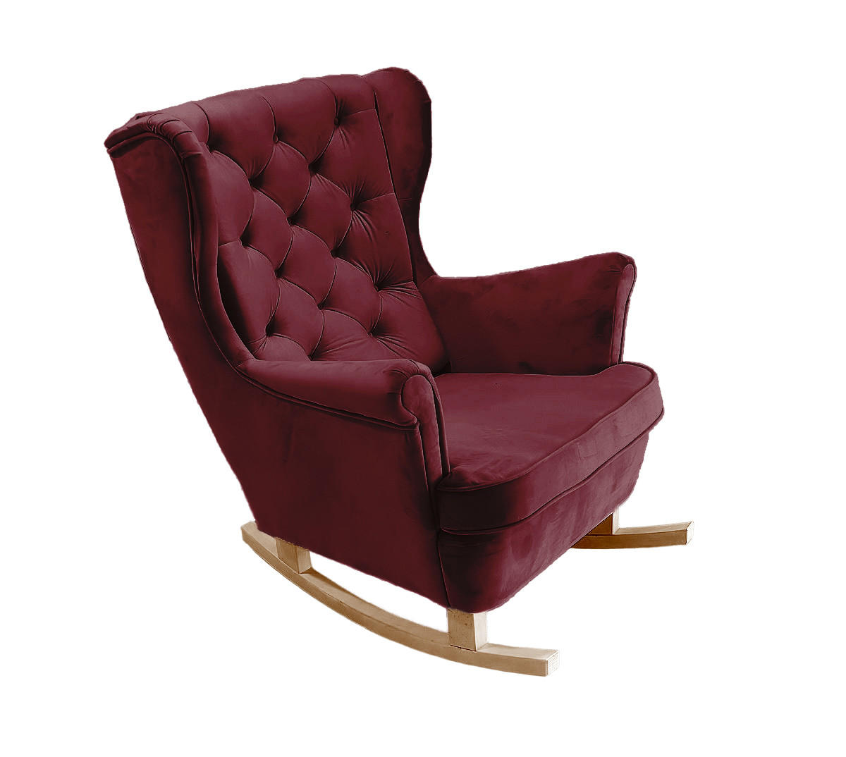 SCHAUKELSESSEL mit gepolstertem Sitz und Armlehnen, 102x81x95 cm, Burgunderrot_29835 - Bordeaux/Buchefarben, Holz/Textil (81/102/95cm) - DomoHome