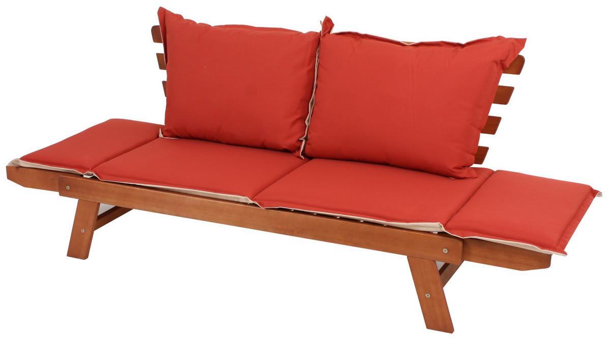 GARTENBANK Odense umklappbare Armlehnen Terrassenbank - Braun, Holz (72/75/195cm) - DELUKE