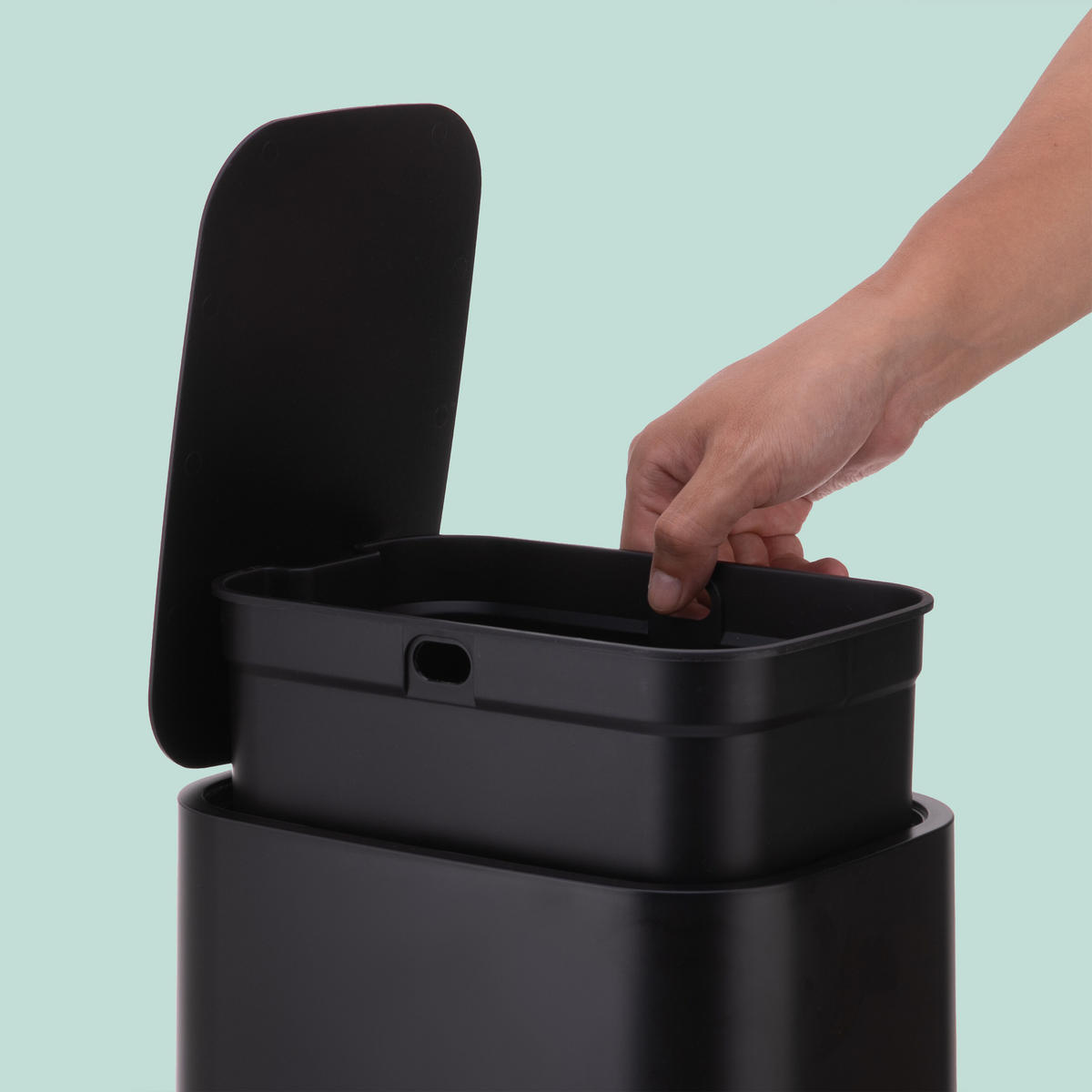 MÜLLEIMER - Schwarz, Kunststoff (18/30/28cm) - Relaxdays