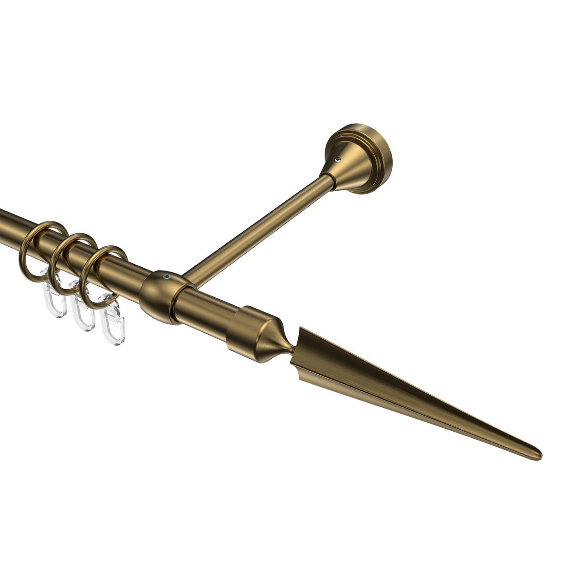 GARDINENSTANGE Primus Lorenzo 540 cm (geteilt in 3 x 180 cm), 1-läufig, 16 mm Ø Messing Antik - Messingfarben/Bronzefarben, Metall (540cm) - INTERDECO