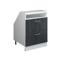 ORMARIĆ ZA KOSI KROV S LADICAMA Rion Crni Beton 60 x 81.6 cm s 2 ladice, korpus ormara dubine 60 cm - bijela/crna, drvni materijal (60/83.8/60cm) - Vicco