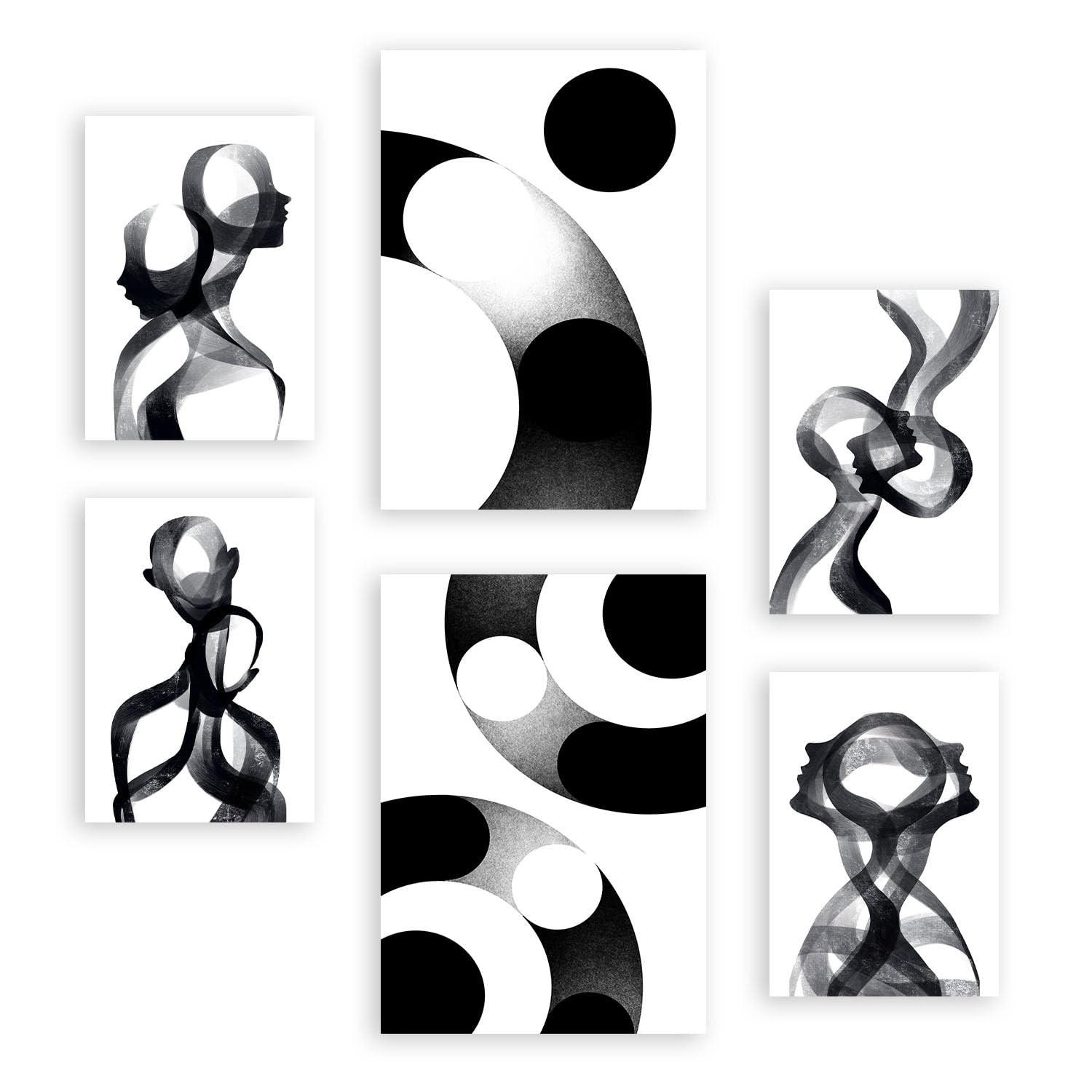 POSTER Set Mit 6 Stille Streifen In Liebhaber Abstrakt Ästhetische Dekorative Gemälde Für Ihr Wohnzimmer, Schlafzimmer, Zuhause A3 & A4 Rahmenlos - Klar, Papier (29/3cm) - Nacnic