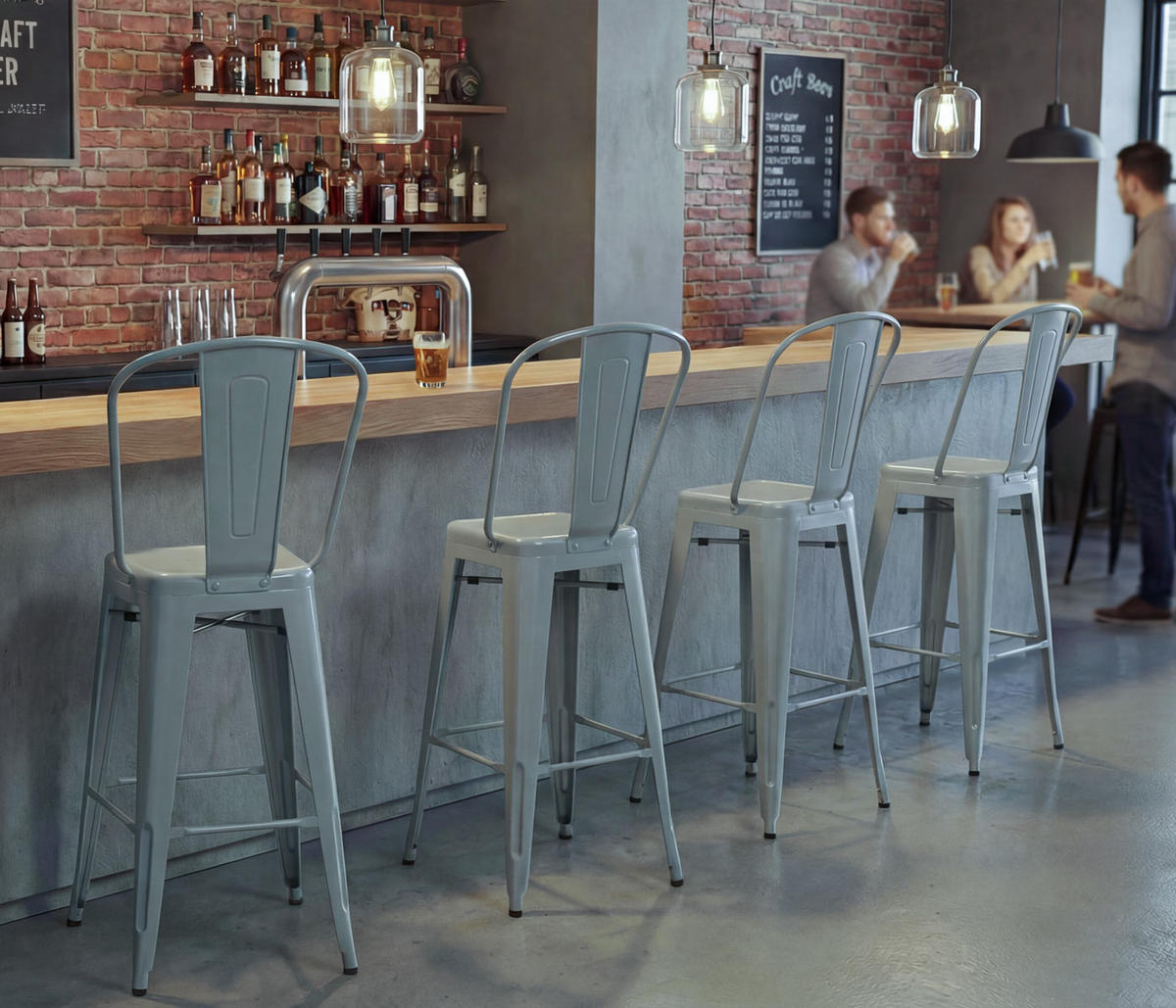 BARHOCKER METALL Grau 2er-Set - Grau, Metall (50/117/45cm) - MCW