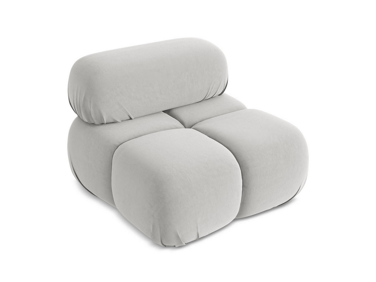 SESSEL Samt Stoff Grau - Silberfarben/Schwarz, Kunststoff/Textil (96/70/95cm) - Makamii