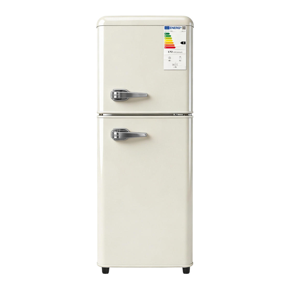 KÜHL-GEFRIER-KOMBINATION 112 l, 72 l Kühlvolumen, 40 l Gefriervolumen, Energieeffizienzklasse E, Cremeweiß - Creme, Metall (48.5/68/41cm) - FOHERE