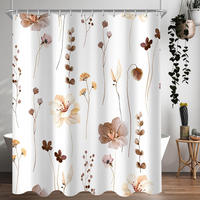 DUSCHVORHANG Braun floral Muster beschwerter Saum Polyester wasserfest schimmelresistent waschbar - Weiß, Textil (200/180cm) - MCBOSON