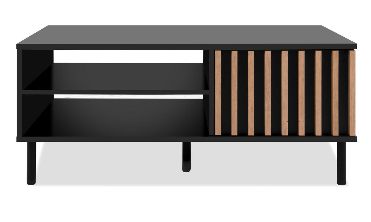 COUCHTISCH schwarz, Eiche 110 cm, Wohnzimmertisch mit Stauraum - Schwarz/Eiche Artisan, Holzwerkstoff/Metall (67/110.5/47cm) - Furn.Design