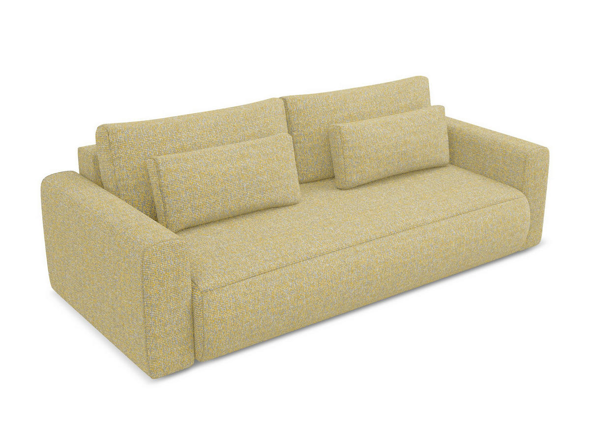 3-SITZER SOFA mit Schlaffunktion Strukturstoff Stoff Gelb - Currygelb/Gelb, Kunststoff/Textil (238/82/105cm) - Makamii