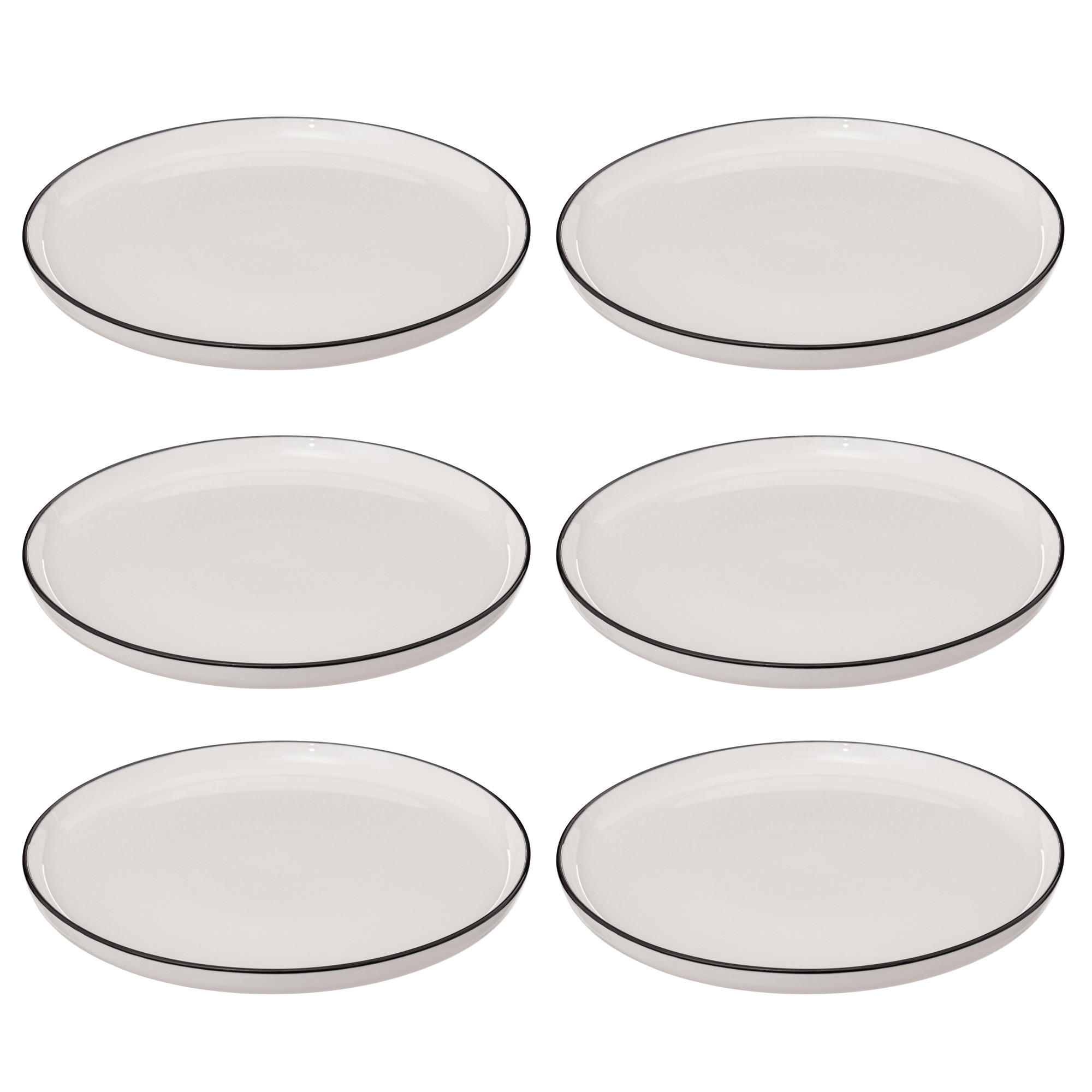 SPEISETELLER mit schwarzem Rand Alix Weiß 27/27/2,5 cm - Weiß, Keramik (27cm) - Secret de Gourmet