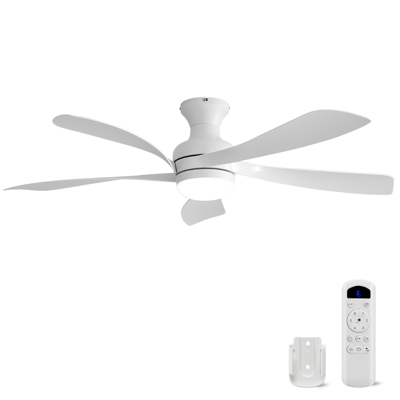DECKENVENTILATOR 132cm LED Licht Fernbedienung DC Motor Weiß Timer - Weiß, Kunststoff (132/132/30.5cm) - CASIVA