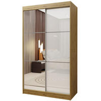 SCHWEBETÜRENSCHRANK VITALE 120/216/61 cm 2-türig mit Spiegel Eiche Artisan - Weiß/Eiche Artisan, Holzwerkstoff (120/216/61cm) - MASSENO