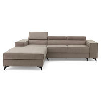 ECKSOFA PURE S Links mit Schlaffunktion 127x215 Velours Creme - Creme/Schwarz, Holz/Textil (281/204cm) - Muffo
