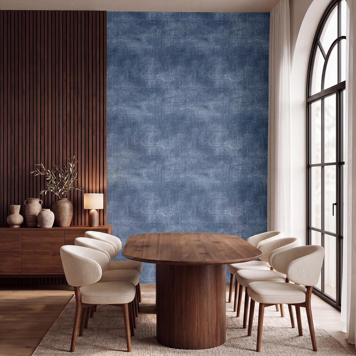 TAPETE - Leinen - Textur - Muster - Denim - Rustikal - 160x280 cm - Blau, Papier (160/280cm) - OnlyWow